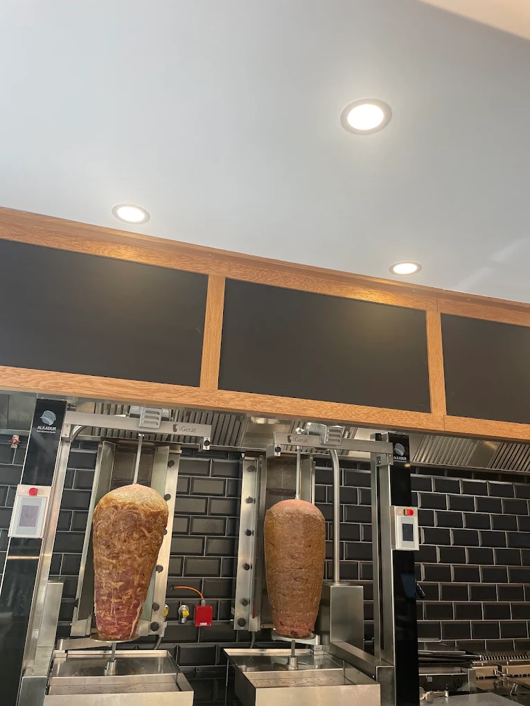 Döner meat spits on the grill