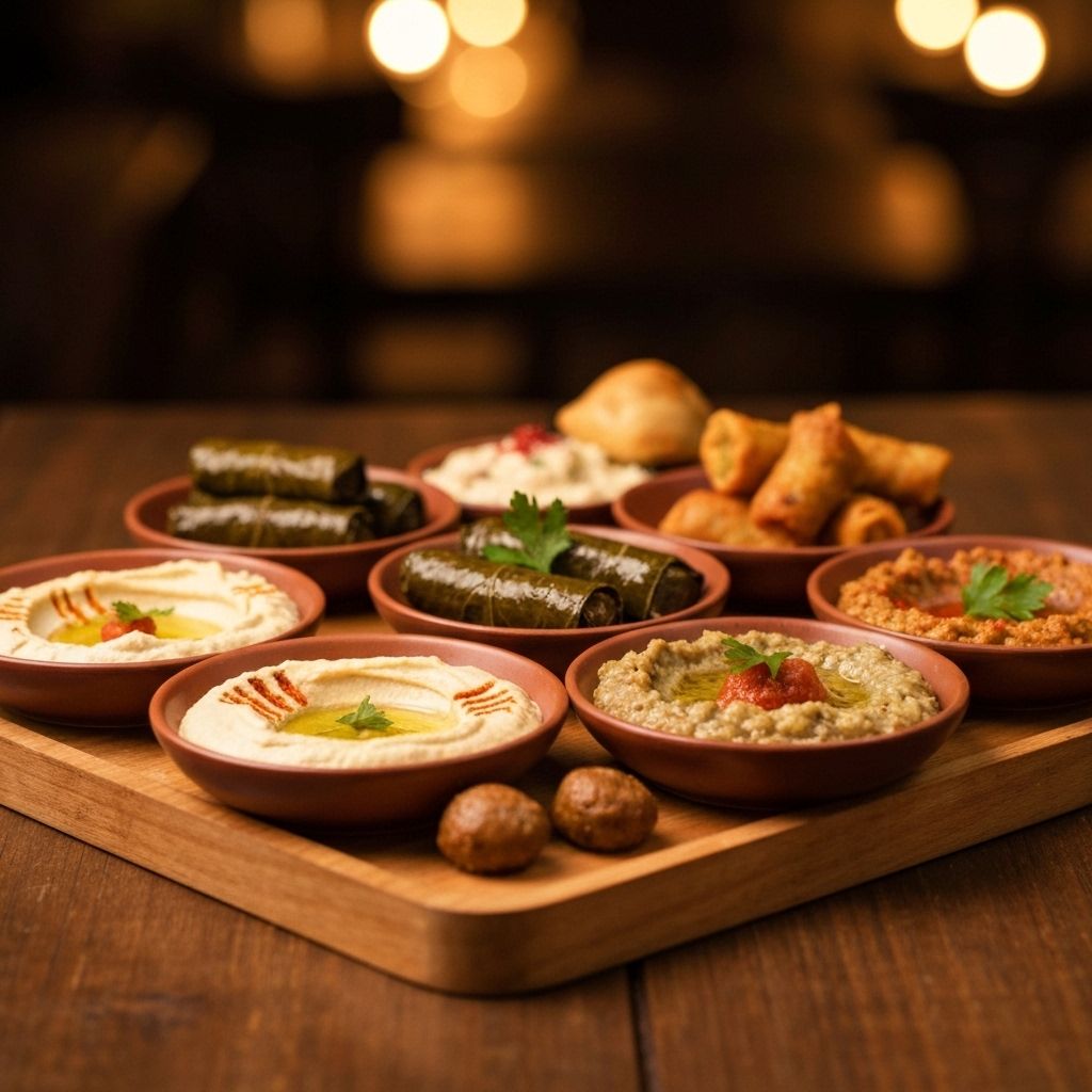 Turkish meze platter with appetizers